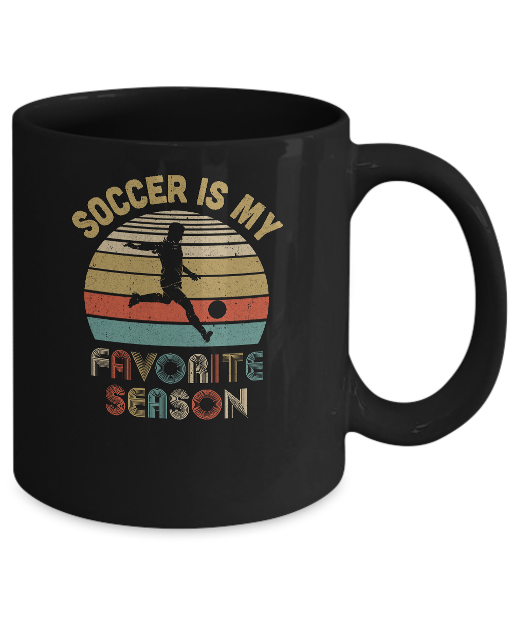 Soccer Is My Favorite Season Vintage Mug-Coffee Mug-11oz Mug-Black