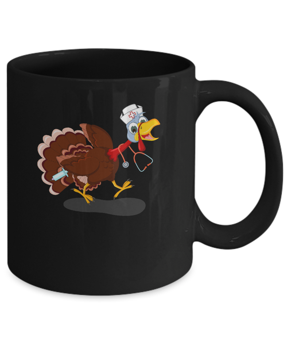 Nurse Turkey Funny Thanksgiving Day Mug-Coffee Mug-11oz Mug-Black