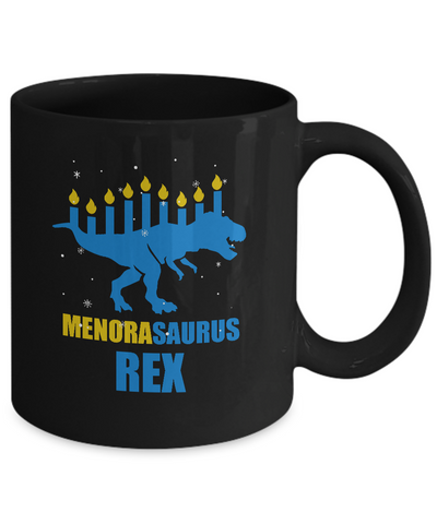 Hanukkah Dinosaur Tyrannosaurus Rex Menorah Menorasaurus Mug-Coffee Mug-11oz Mug-Black