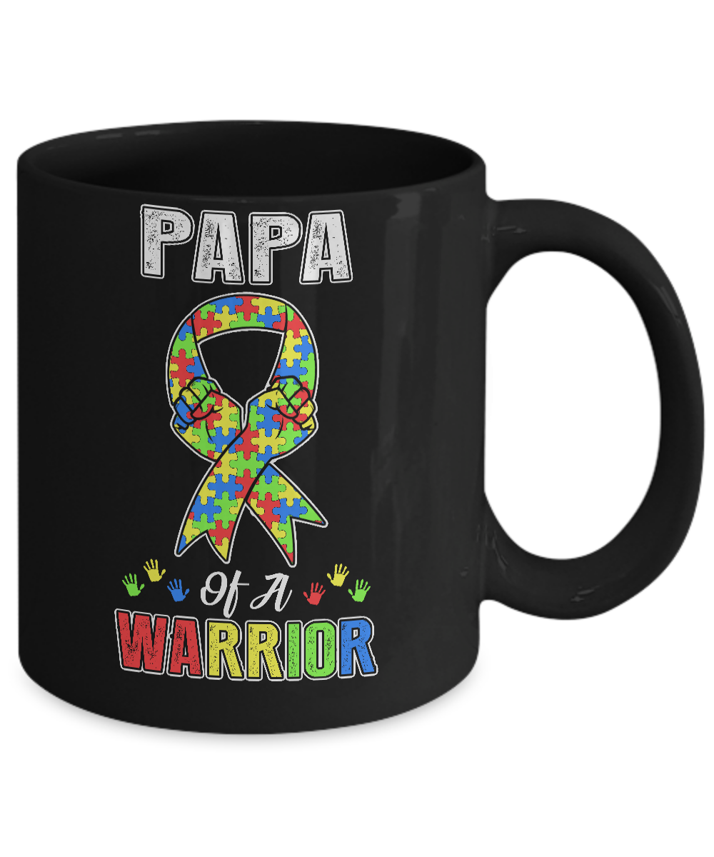 Papa Of A Warrior Support Autism Awareness Gift Mug-Coffee Mug-11oz Mug-Black