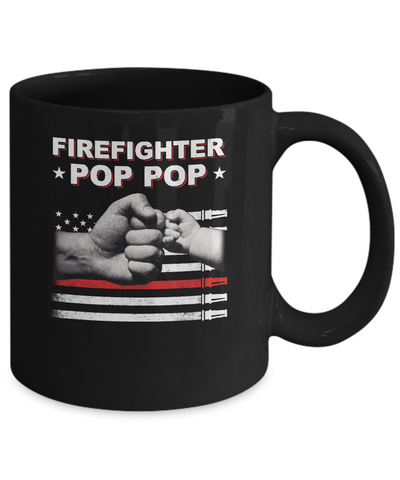 Firefighter Fireman Pop Pop American Flag Fathers Day Mug-Coffee Mug-11oz Mug-Black