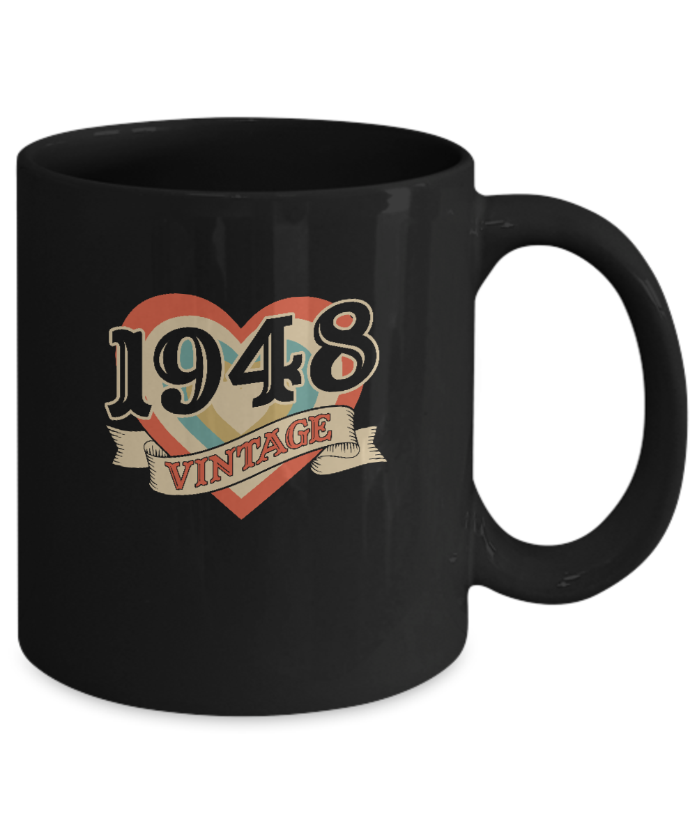 Vintage Retro Classic Heart Made In 1948 Mug-Coffee Mug-11oz Mug-Black