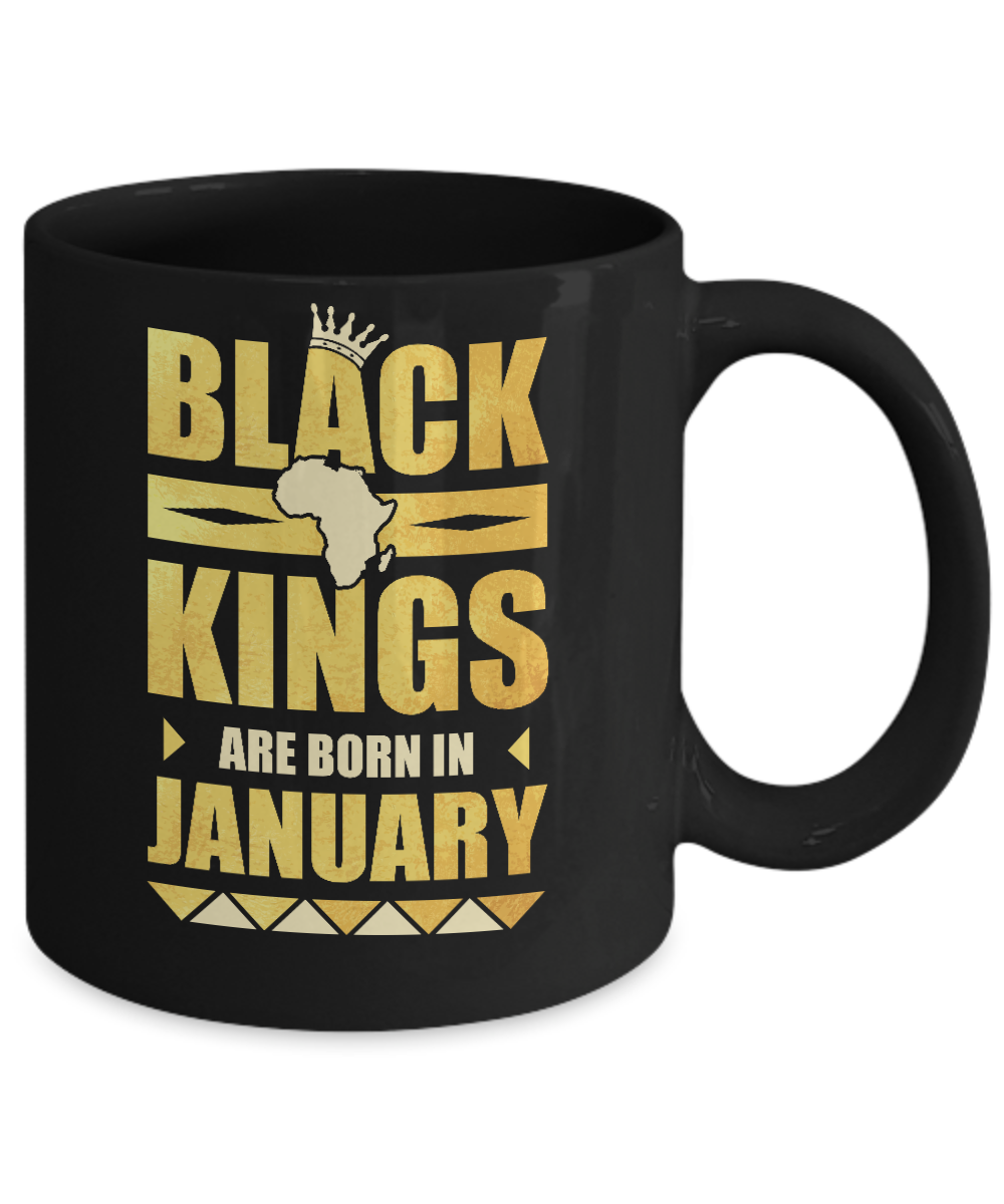 Black Kings Are Born In January Birthday Mug-Coffee Mug-11oz Mug-Black
