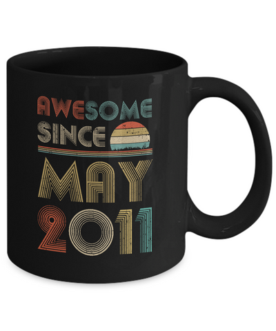 Awesome Since May 2011 Vintage 10th Birthday Gifts Youth Mug-Coffee Mug-11oz Mug-Black
