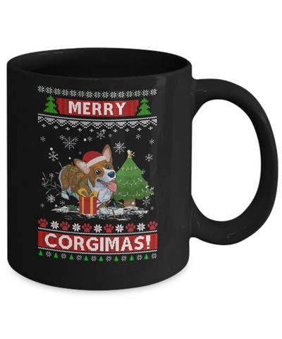 Funny Merry Corgmas Santa Corgi Ugly Christmas Sweater Mug-Coffee Mug-11oz Mug-Black