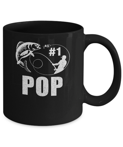 #1 Pop Fishing Fisherman Best Fathers Day Gift Mug-Coffee Mug-11oz Mug-Black