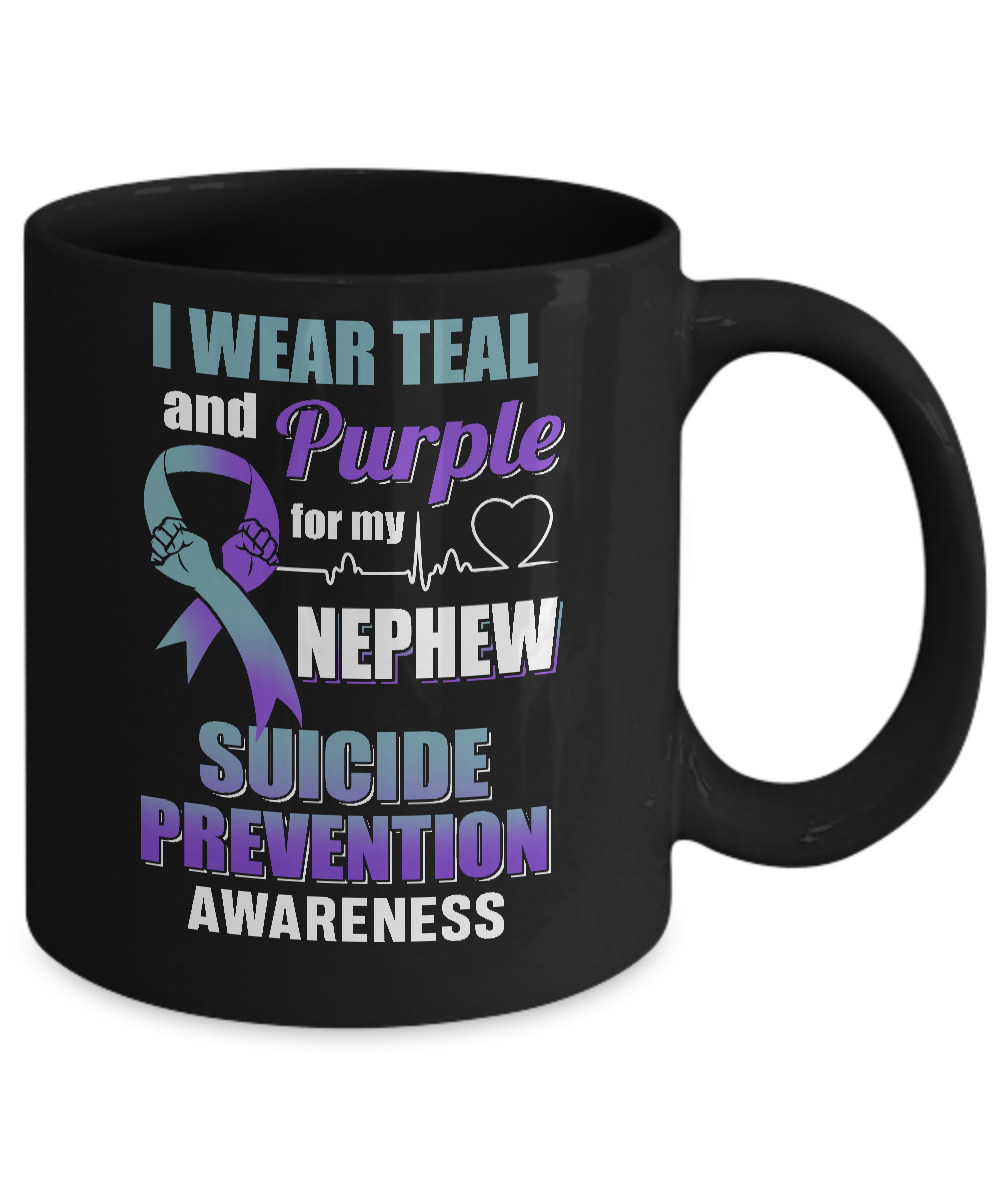 I Wear Teal And Purple For My Nephew Suicide Prevention Mug-Coffee Mug-11oz Mug-Black