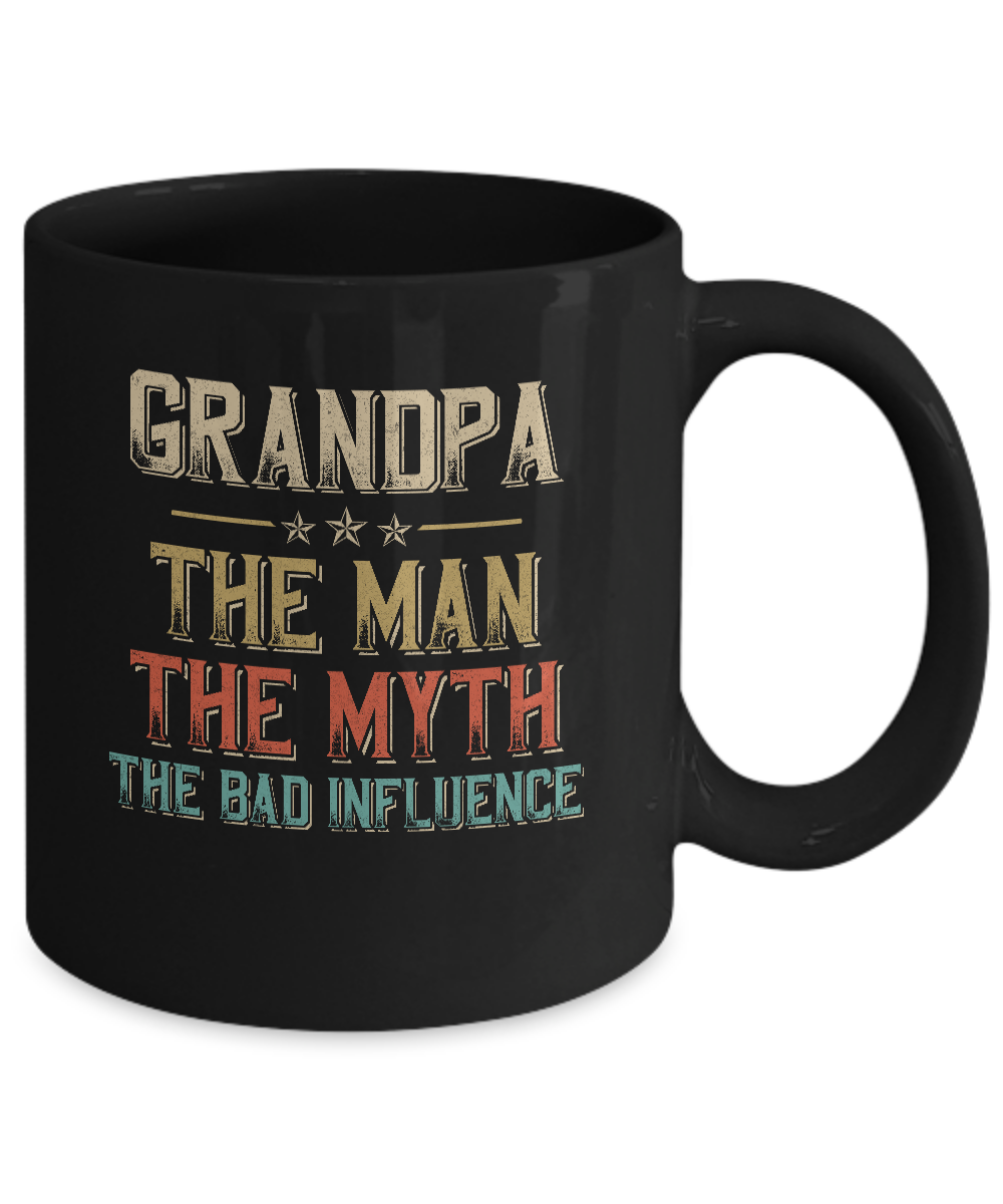 Vintage Grandpa The Man The Myth The Bad Influence Mug-Coffee Mug-11oz Mug-Black