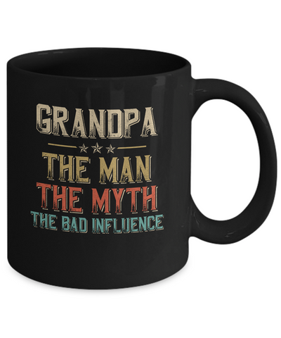 Vintage Grandpa The Man The Myth The Bad Influence Mug-Coffee Mug-11oz Mug-Black