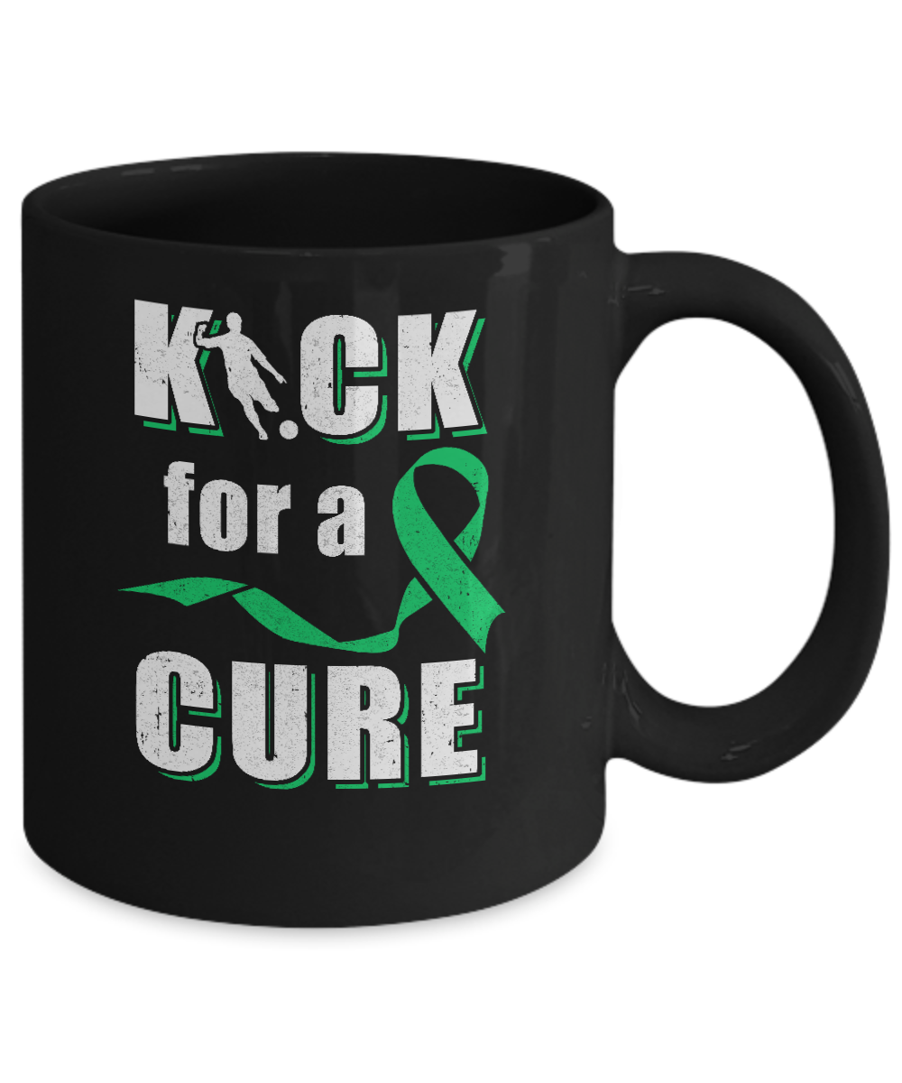 Kick For A Cure Soccer Green Liver Cancer Lymphoma Awareness Mug-Coffee Mug-11oz Mug-Black