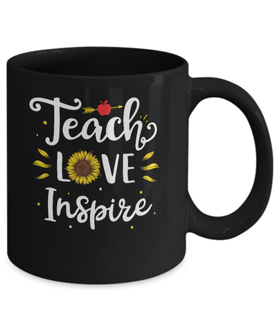 Teach Love And Inspire Teacher Sunflower Mug-Coffee Mug-11oz Mug-Black