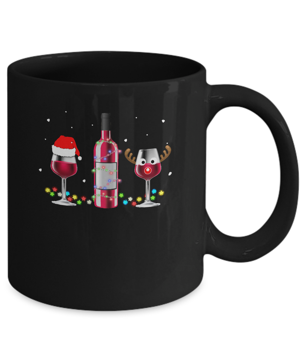 Xmas Merry Christmas Wine Winey Gift Mug-Coffee Mug-11oz Mug-Black