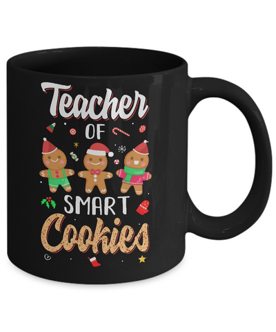 Cute Teacher Of Smart Cookies Merry Xmas Christmas Mug-Coffee Mug-11oz Mug-Black
