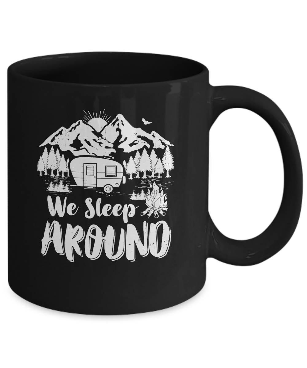 We Sleep Around Funny Husband Wife Camping Mug-Coffee Mug-11oz Mug-Black