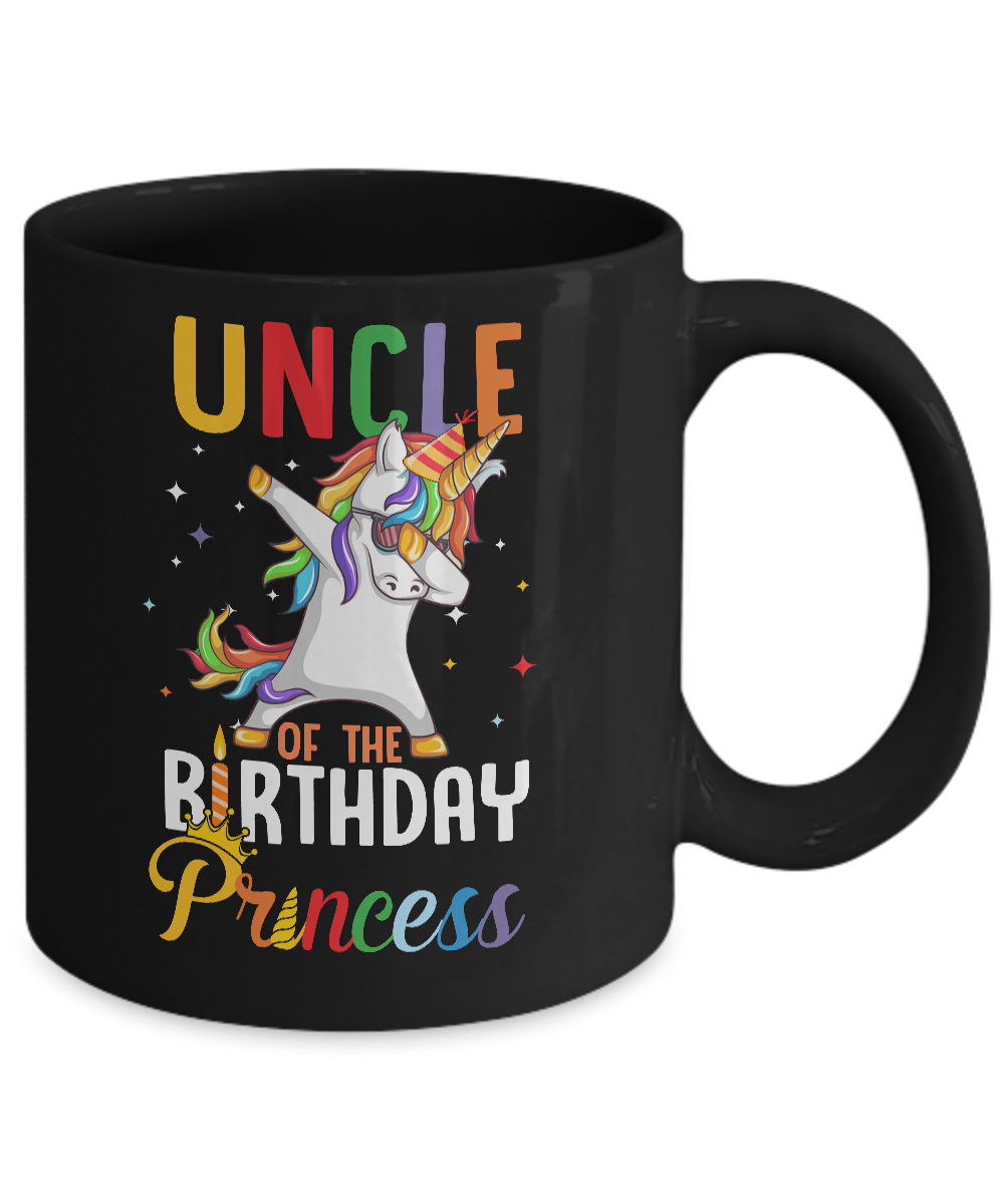 Uncle Of The Birthday Girl Dabbing Unicorn Party Mug-Coffee Mug-11oz Mug-Black