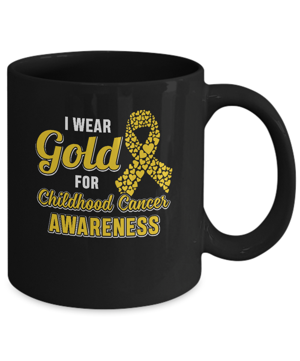 Dad Mom I Wear Gold For Childhood Cancer Awareness Mug-Coffee Mug-11oz Mug-Black