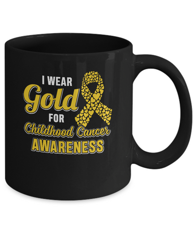 Dad Mom I Wear Gold For Childhood Cancer Awareness Mug-Coffee Mug-11oz Mug-Black