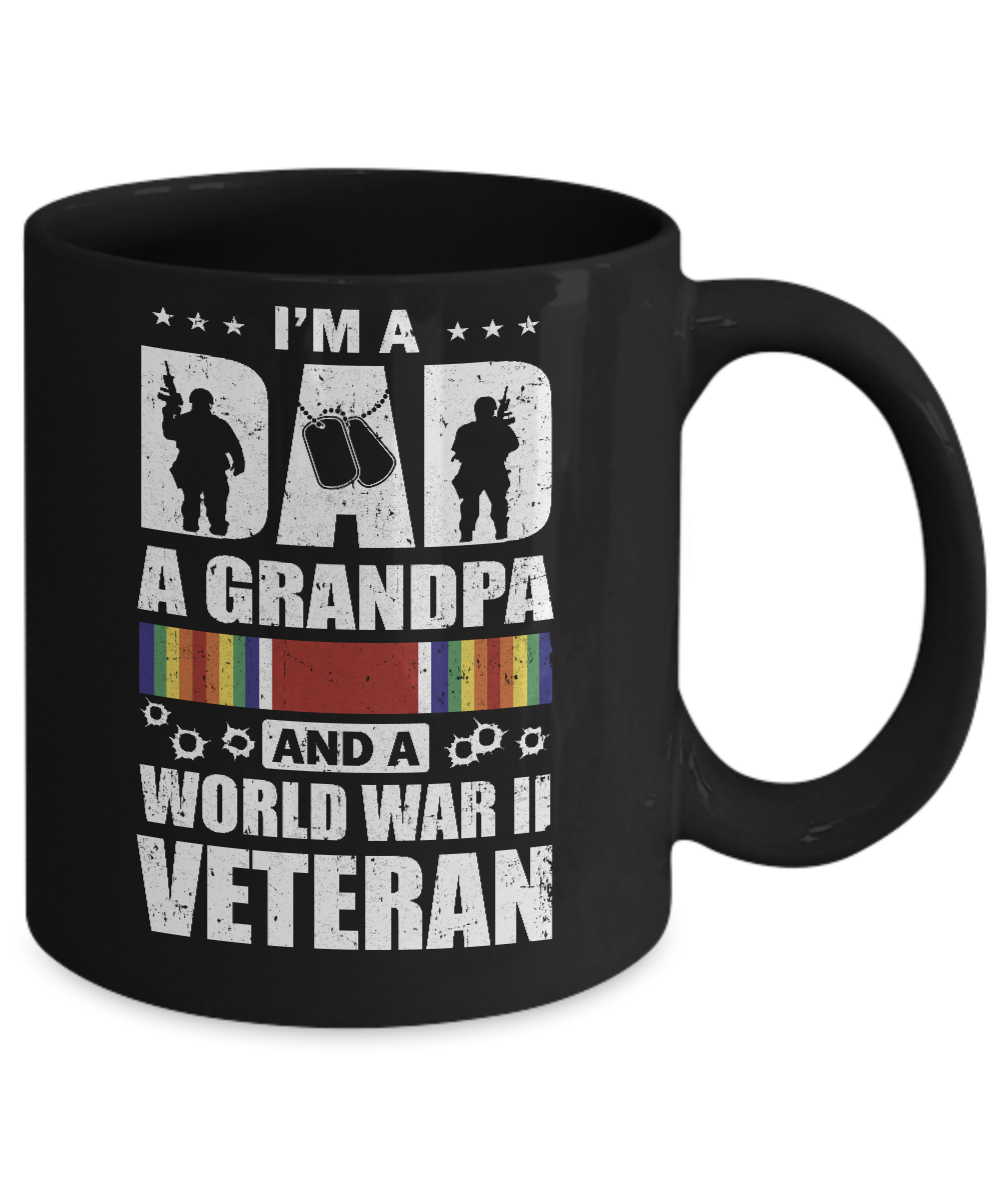A Dad A Grandpa And A World War II Veteran Fathers Day Mug-Coffee Mug-11oz Mug-Black