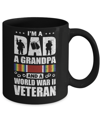 A Dad A Grandpa And A World War II Veteran Fathers Day Mug-Coffee Mug-11oz Mug-Black