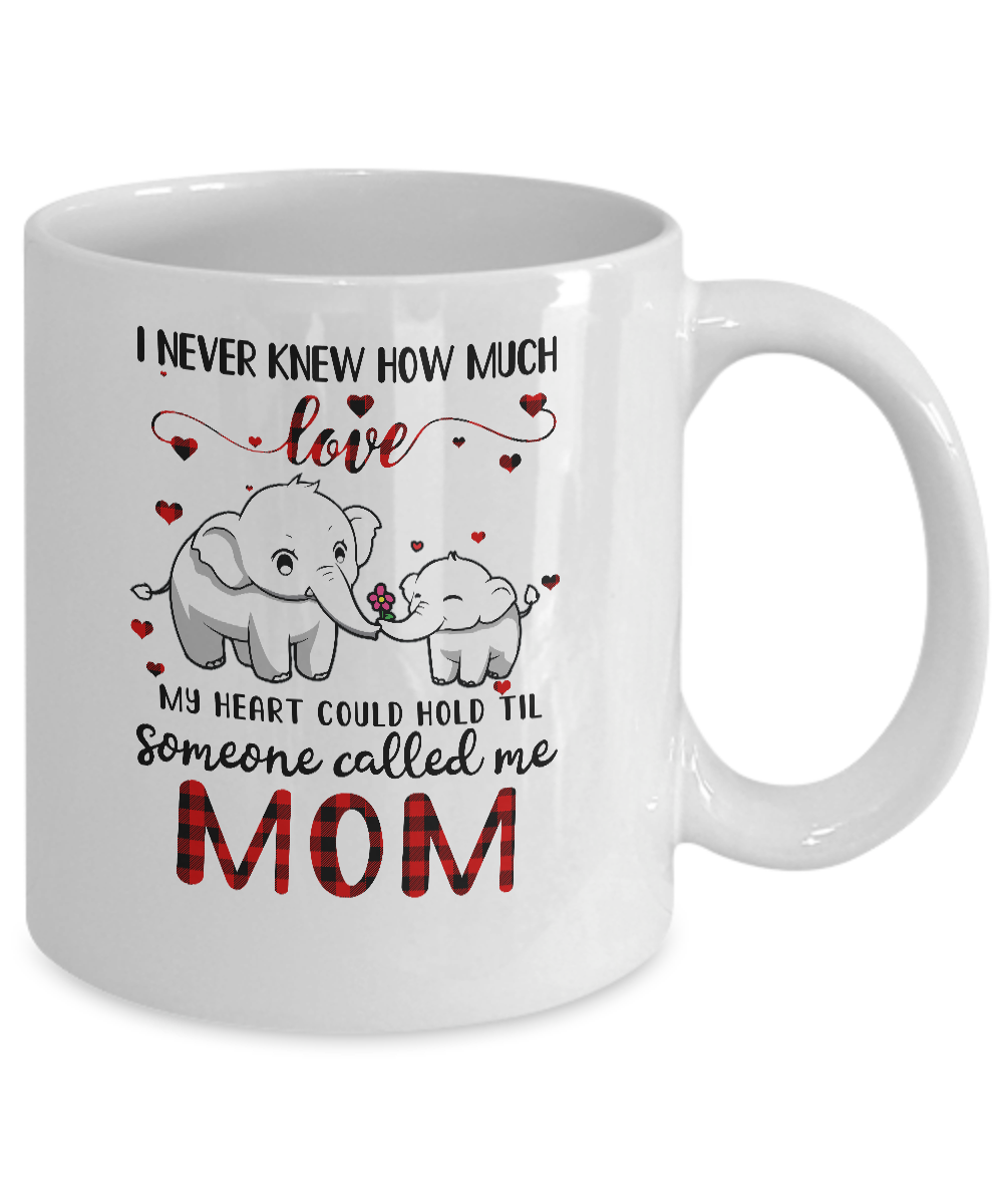 Someone Called Me Mom Elephant Red Plaid Mother's Day Mug-Coffee Mug-11oz Mug-White