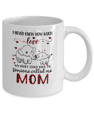 Someone Called Me Mom Elephant Red Plaid Mother's Day Mug-Coffee Mug-11oz Mug-White