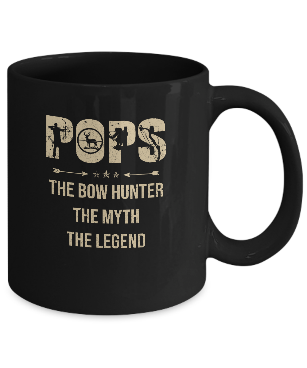 Pops The Bow Hunter The Myth The Legend Funny Hunting Mug-Coffee Mug-11oz Mug-Black