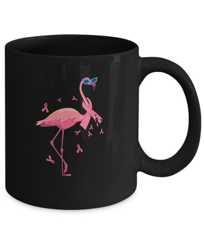 Flamingo Pink Ribbon Breast Cancer Awareness Gift Mug-Coffee Mug-11oz Mug-Black