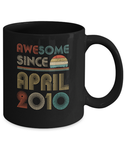 Awesome Since April 2010 Vintage 11th Birthday Gifts Youth Mug-Coffee Mug-11oz Mug-Black