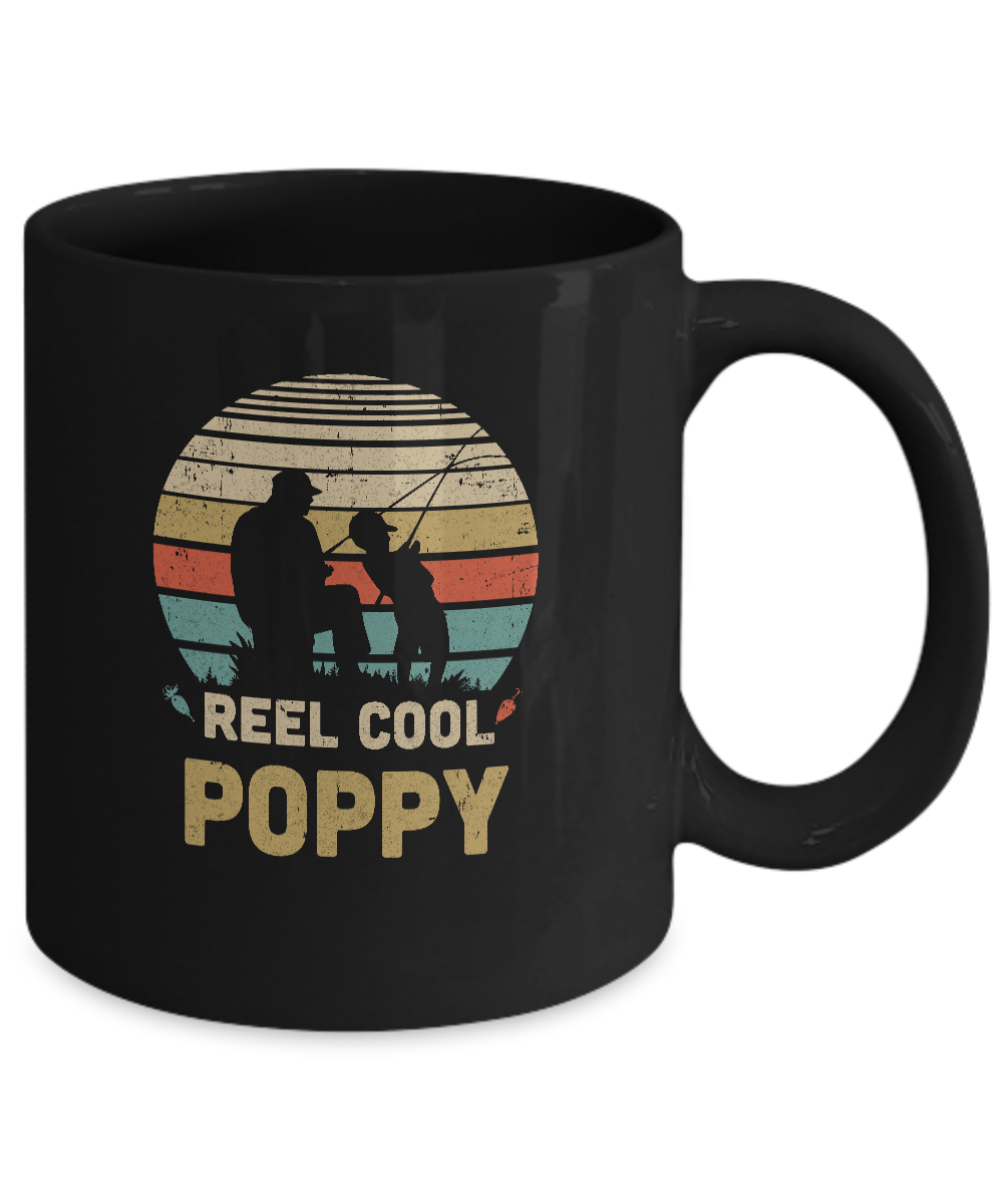 Vintage Father's Day Gift Reel Cool Poppy Fishing Mug-Coffee Mug-11oz Mug-Black