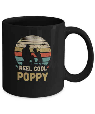 Vintage Father's Day Gift Reel Cool Poppy Fishing Mug-Coffee Mug-11oz Mug-Black