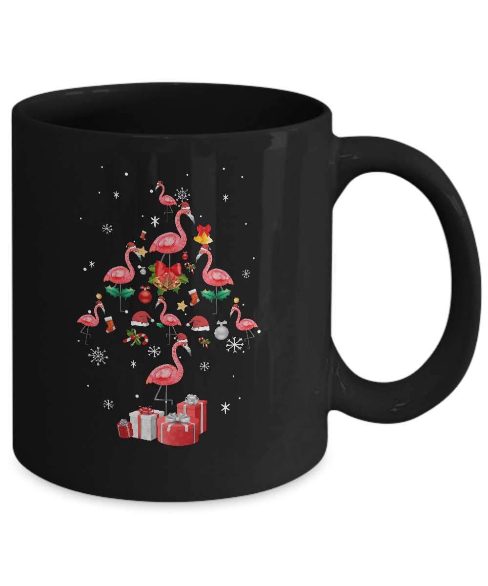 Santa Flamingo Christmas Tree Gift Mug-Coffee Mug-11oz Mug-Black