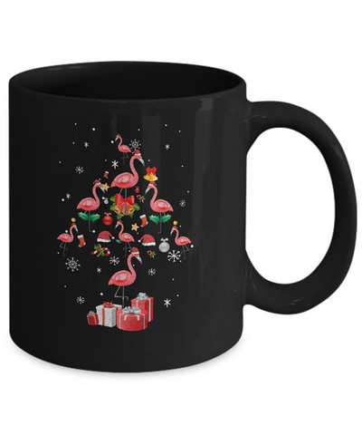 Santa Flamingo Christmas Tree Gift Mug-Coffee Mug-11oz Mug-Black