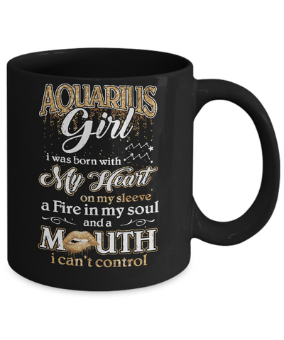 I'm An Aquarius Girl Lipstick January February Funny Zodiac Birthday Mug-Coffee Mug-11oz Mug-Black