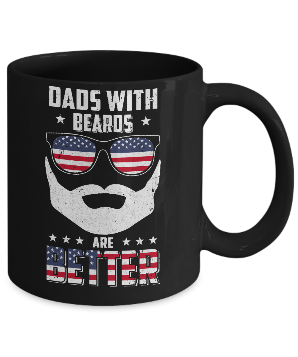 Dads With Beards Are Better American Flag Fathers Day Mug-Coffee Mug-11oz Mug-Black