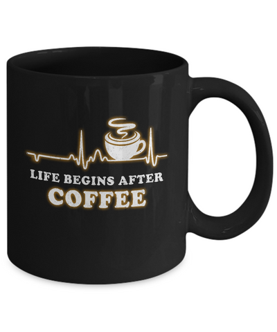 Life Begins After Coffee Heartbeat Mug-Coffee Mug-11oz Mug-Black