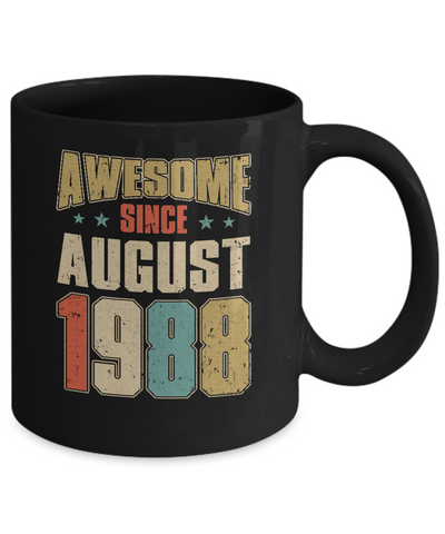 Vintage Retro Awesome Since August 1988 33th Birthday Mug-Coffee Mug-11oz Mug-Black