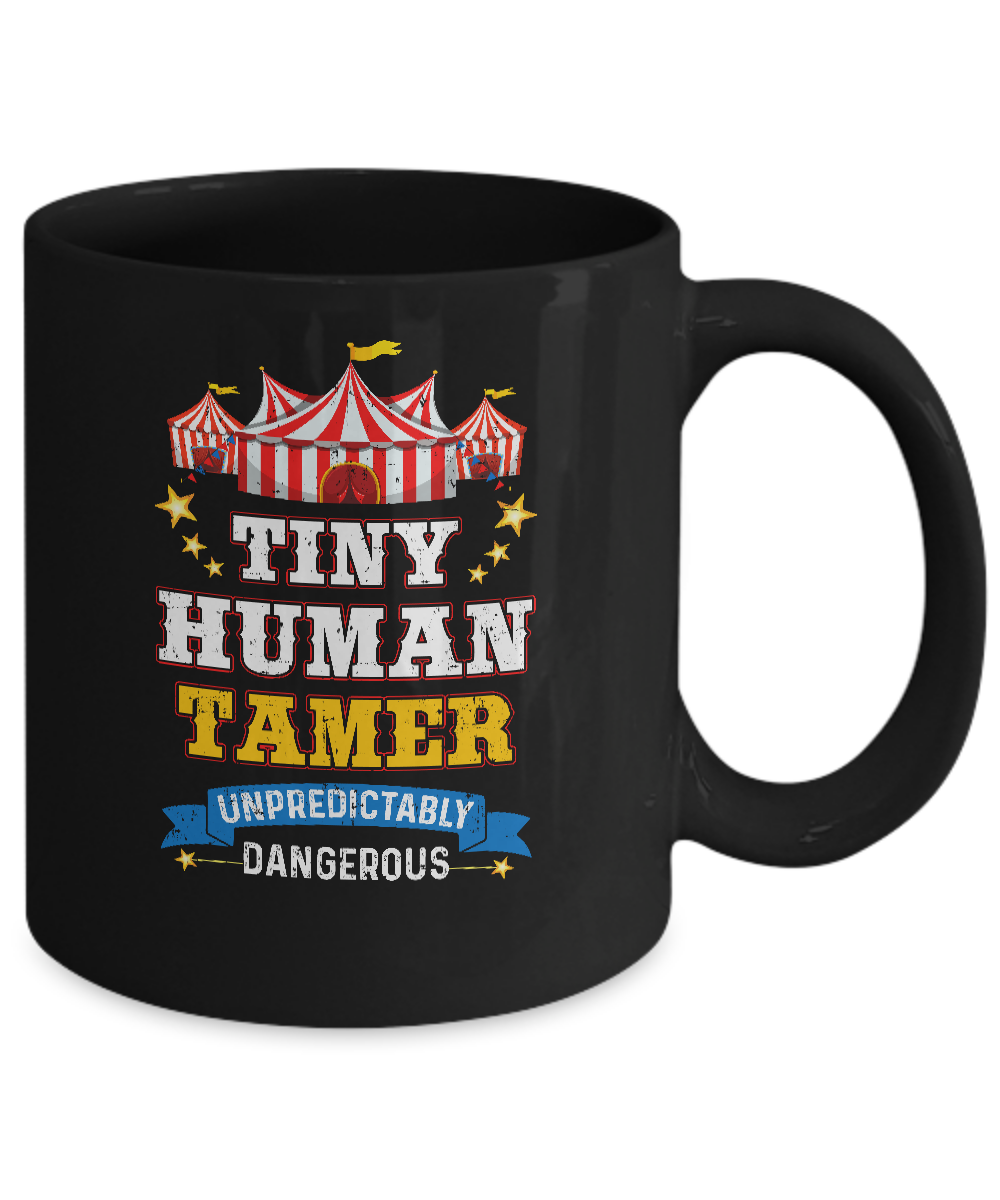 Tiny Human Tamer Circus Party Carnival Gymnast Distressed Mug-Coffee Mug-11oz Mug-Black