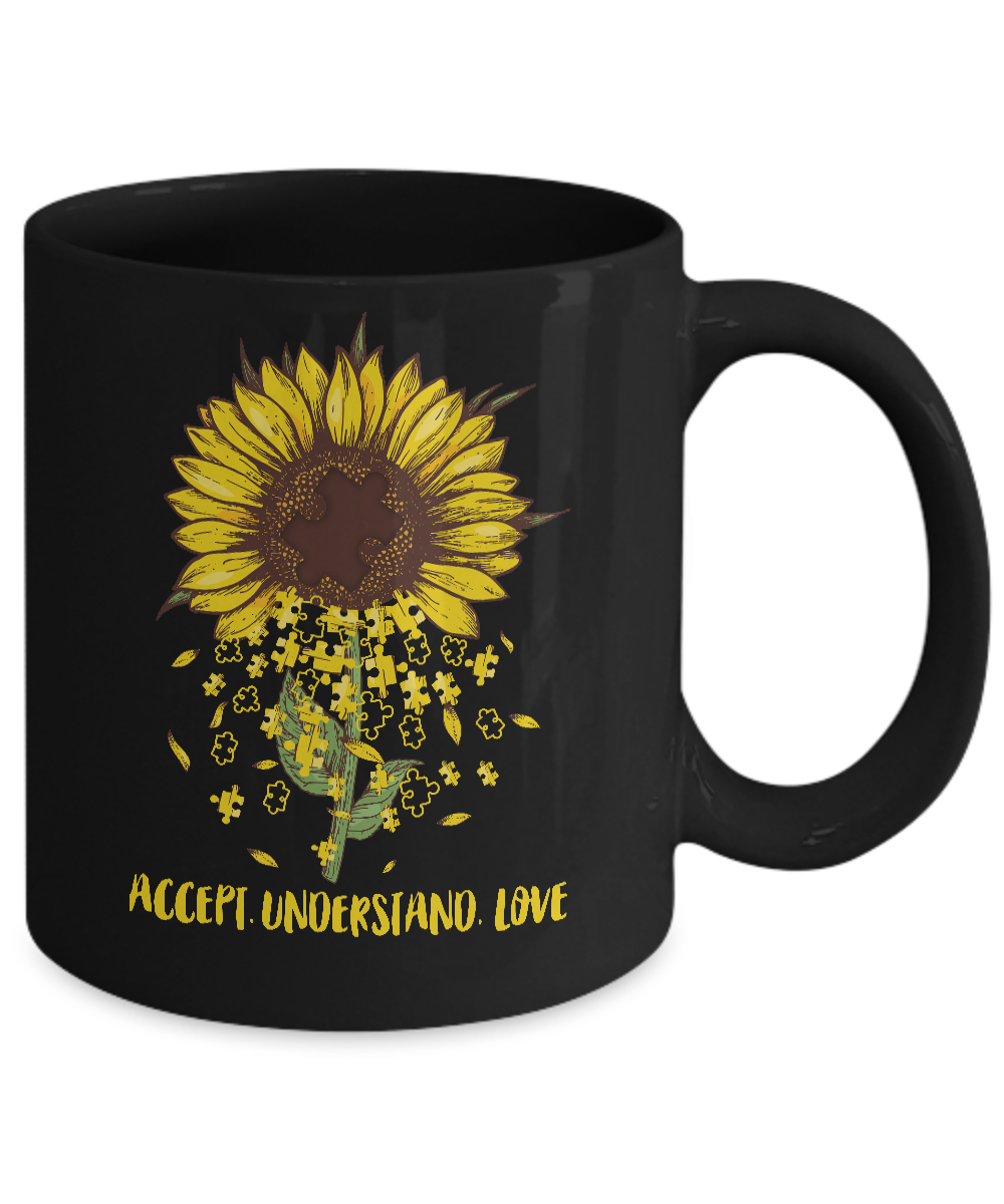 Sunflower Accept Understand Love Autism Awareness Mug-Coffee Mug-11oz Mug-Black