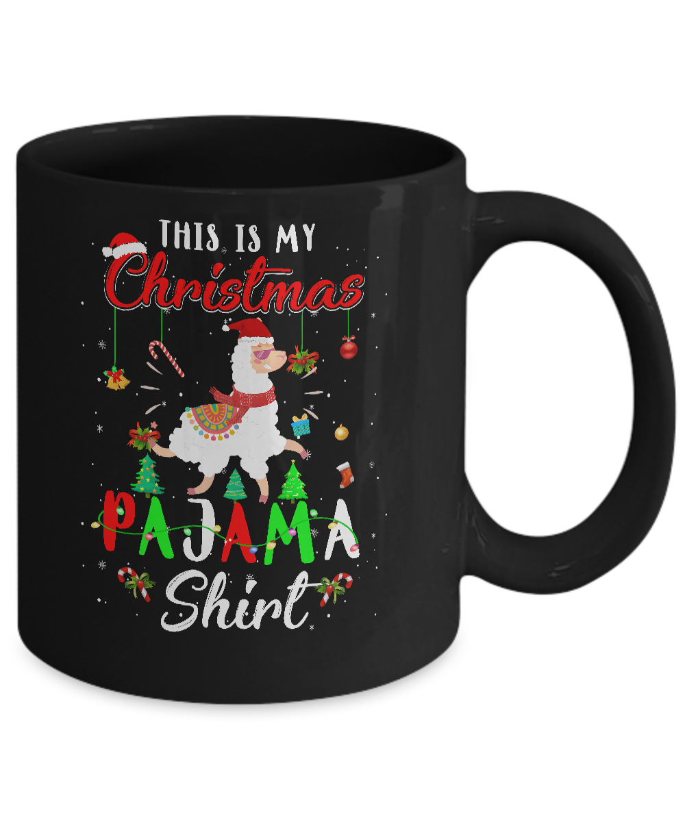 This Is My Christmas Pajama Llama Christmas Gifts Mug-Coffee Mug-11oz Mug-Black