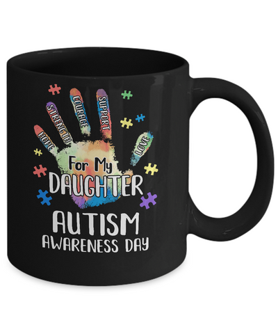 Support Autism Awareness For My Daughter Puzzle Gift Mug-Coffee Mug-11oz Mug-Black