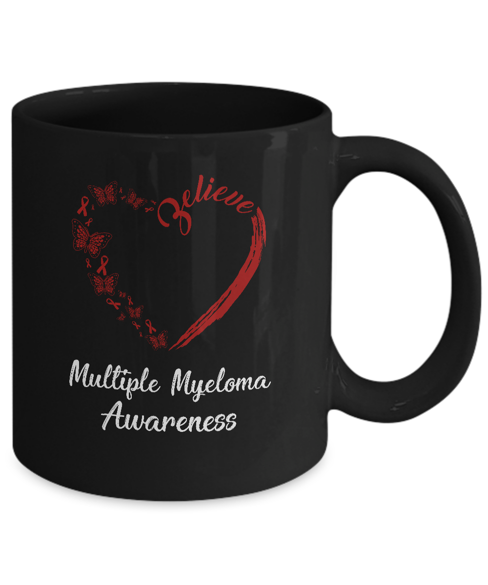 Butterfly Believe Multiple Myeloma Awareness Ribbon Gifts Mug-Coffee Mug-11oz Mug-Black
