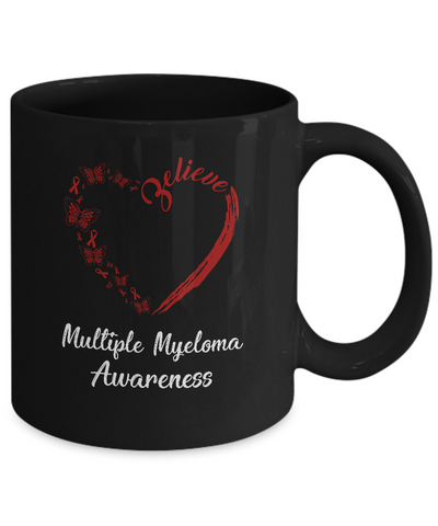 Butterfly Believe Multiple Myeloma Awareness Ribbon Gifts Mug-Coffee Mug-11oz Mug-Black