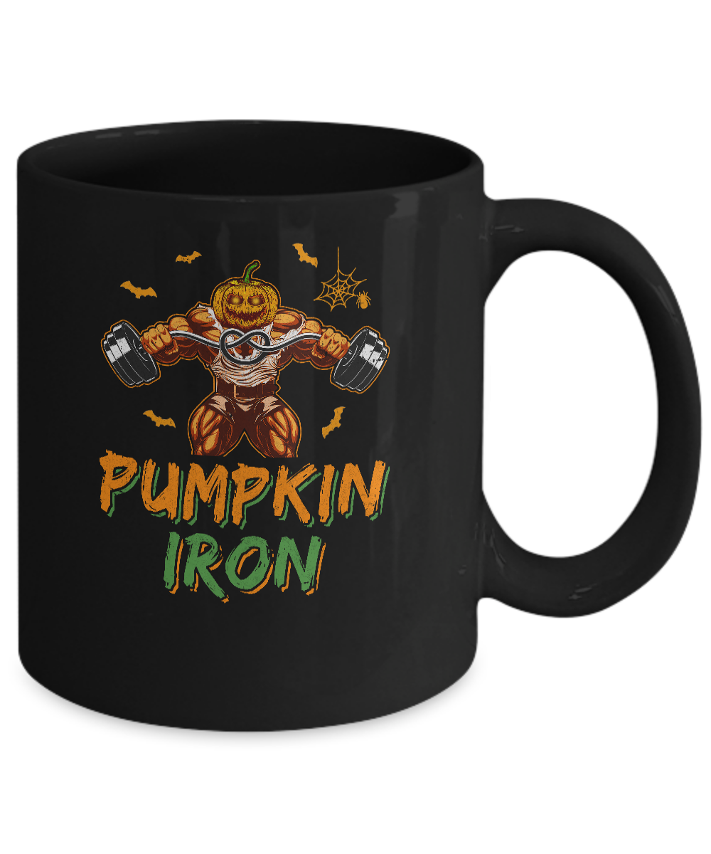 Halloween Gym Workout Pumpkin Iron Motivation For Men Mug-Coffee Mug-11oz Mug-Black