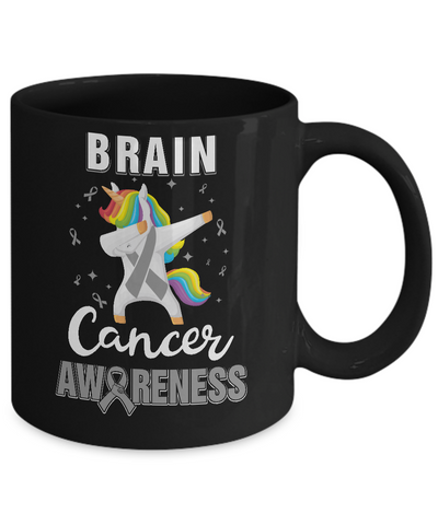 Inspirational Brain Cancer Awareness Unicorn Support Mug-Coffee Mug-11oz Mug-Black