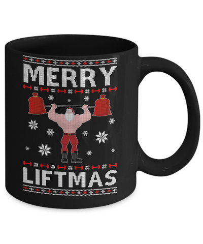 Christmas Merry Liftmas Santa Fitness Gym Ugly Sweater Mug-Coffee Mug-11oz Mug-Black