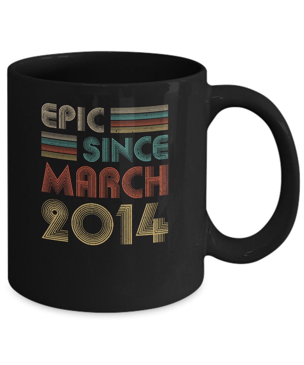 Epic Since March 2014 Vintage 7th Birthday Gifts Youth Mug-Coffee Mug-11oz Mug-Black