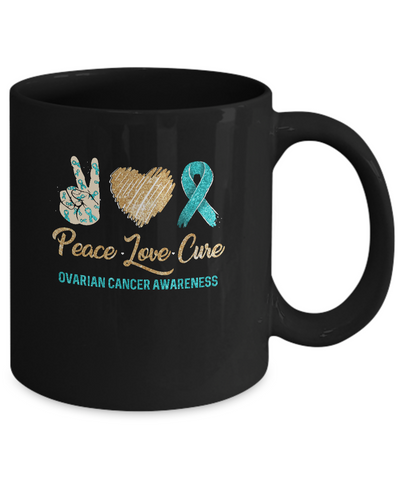 Peace Love Cure Ovarian Cancer Awareness Mug-Coffee Mug-11oz Mug-Black