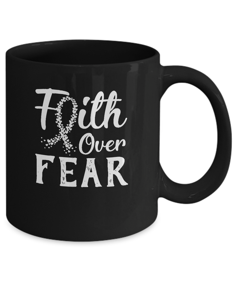 Lung Cancer Awareness White Faith Over Fear Mug-Coffee Mug-11oz Mug-Black