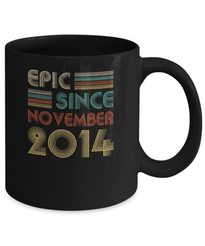 Epic Since November 2014 Vintage 7th Birthday Gifts Youth Mug-Coffee Mug-11oz Mug-Black