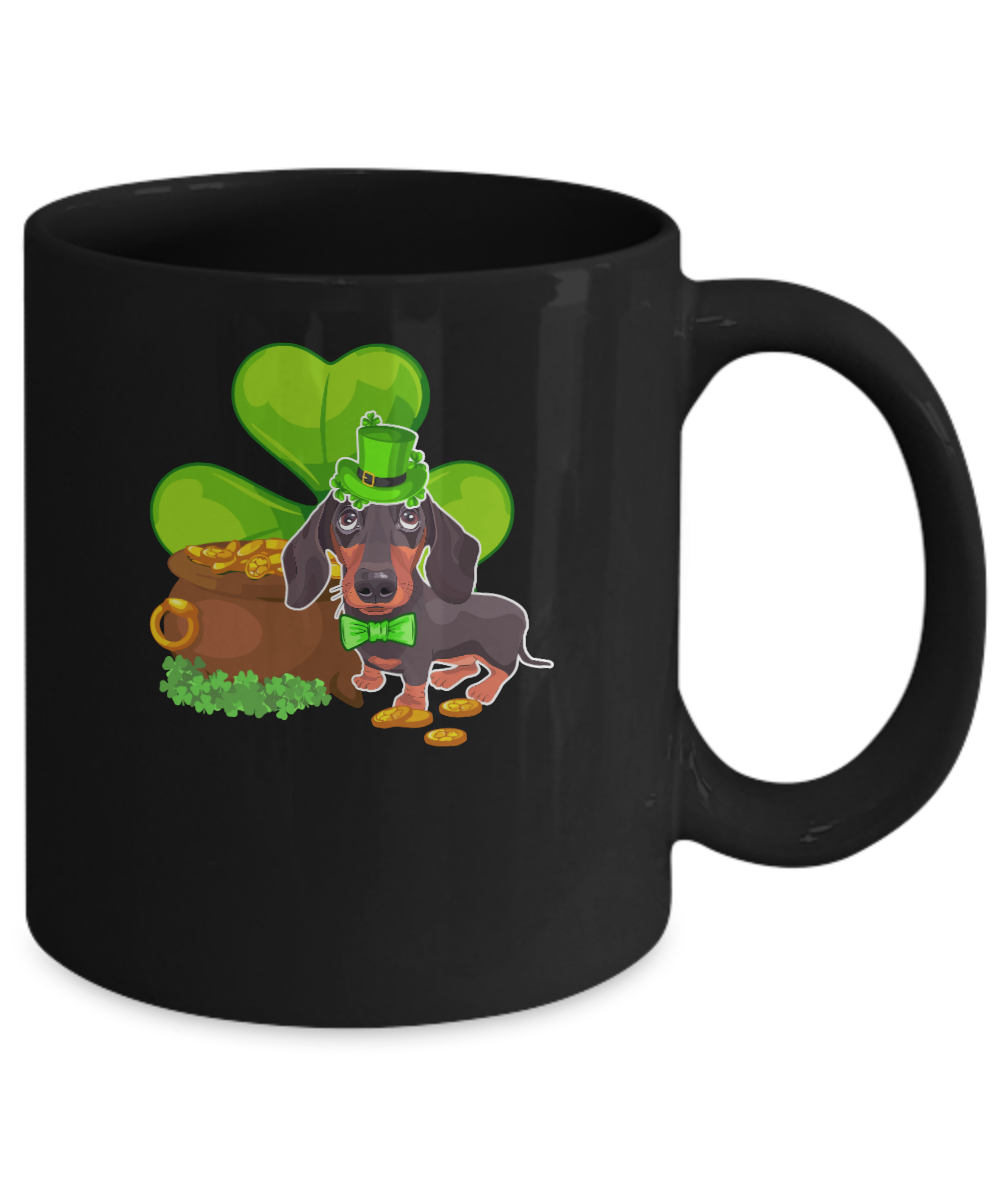 Dachshund St Patrick's Day Irish Dog Lover Funny Gifts Mug-Coffee Mug-11oz Mug-Black